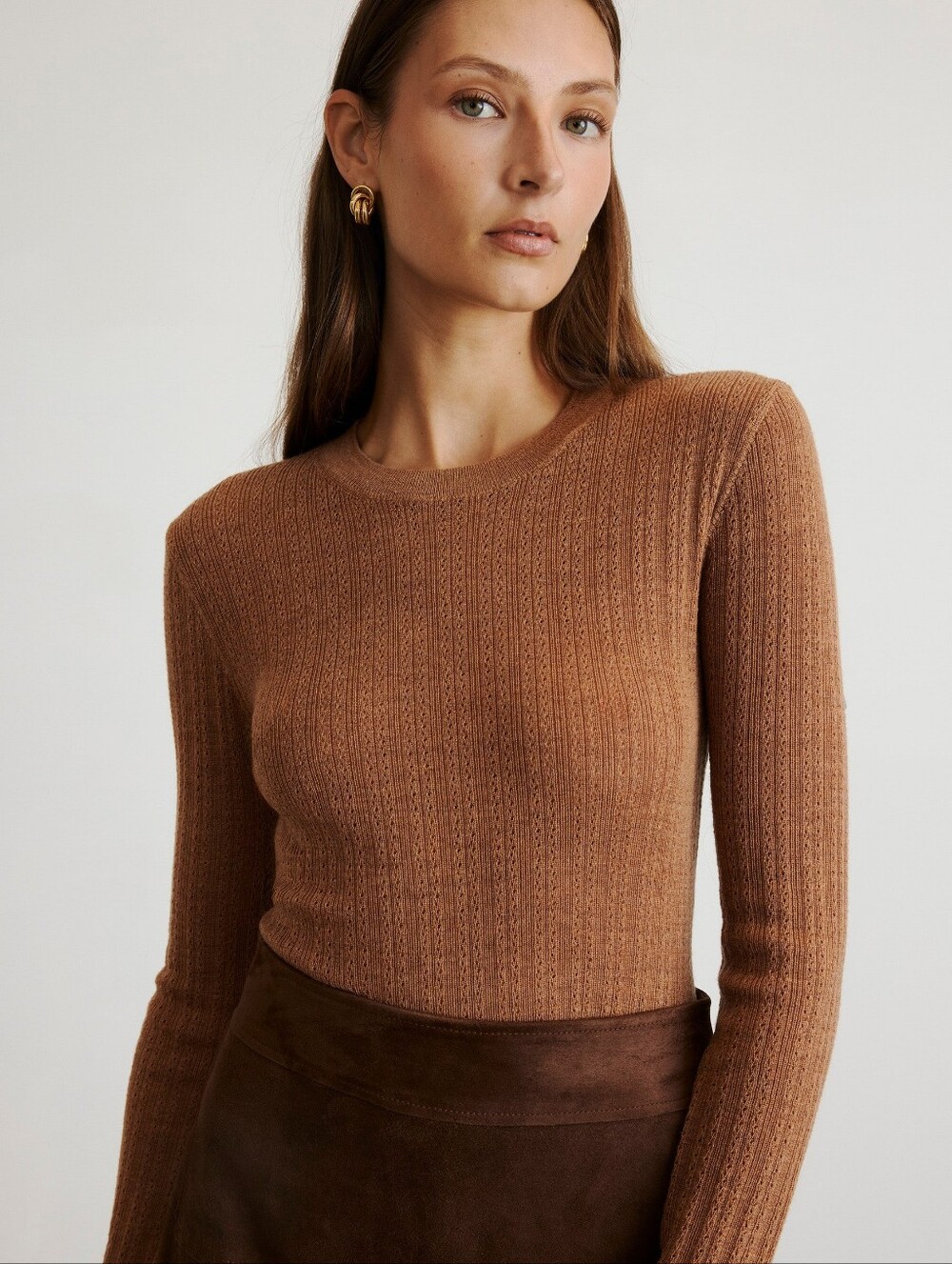 Tanya Taylor Kayden Knit Crew Neck in Toffee